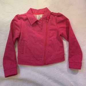 Girls, pink, sparkly jacket with asymmetric zipper size 3T
